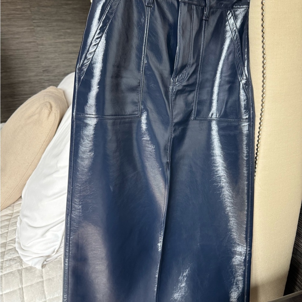 Shiny Blue Leather skirt